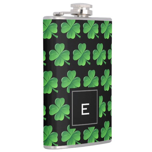 Saint Patricks Day Lucky Shamrock Pattern Monogram Heupfles (Rechts)