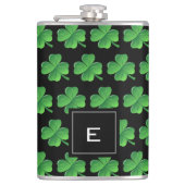 Saint Patricks Day Lucky Shamrock Pattern Monogram Heupfles (Voorkant)