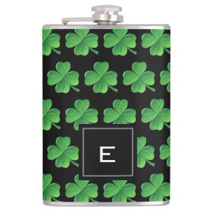 Saint Patricks Day Lucky Shamrock Pattern Monogram Heupfles