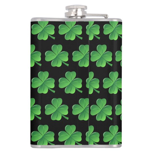 Saint Patricks Day Lucky Shamrock Pattern Monogram Heupfles (Achterkant)