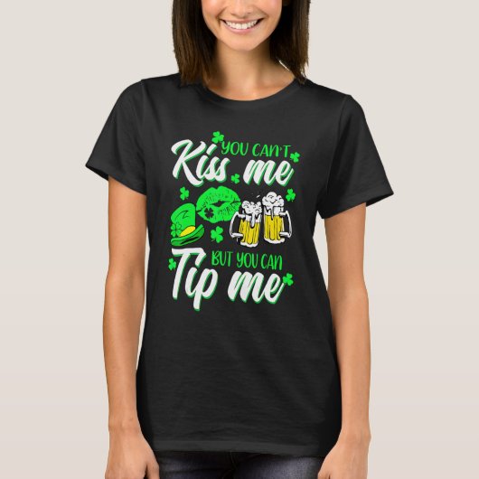 Saint Patrick's Day Lucky Shamrock Waitress Barten T-shirt (Voorkant)