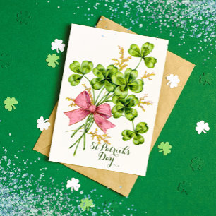 Saint Patrick's Day Lucky Shamrocks Elegant Vintag Feestdagenkaart