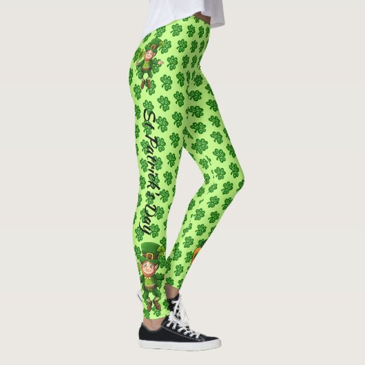 Saint Patrick's Day Lucky Shamrocks Green Leggings (Rechts)
