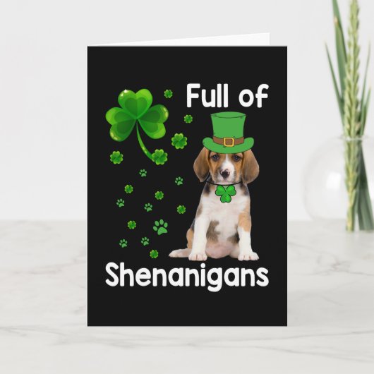 Saint Patrick's Day Lucky Shenanigan Beagle Dog Kaart (Voorkant)