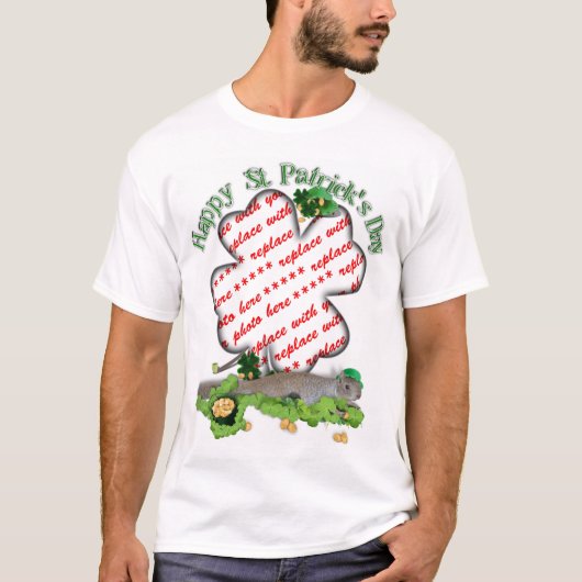 Saint Patrick's Day Lucky Squirrel Clover Lijst T-shirt (Voorkant)