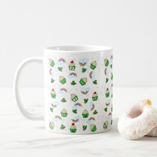 Saint Patrick's Day Mokkoekjes Koffiemok (Met donut)