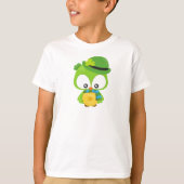 Saint Patrick's Day Owl, Clovers, Leprechaun Pet T-shirt (Voorkant)