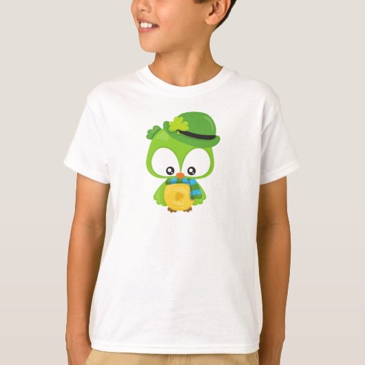 Saint Patrick's Day Owl, Clovers, Leprechaun Pet T-shirt (Voorkant)