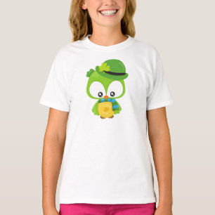 Saint Patrick's Day Owl, Clovers, Leprechaun Pet T-shirt
