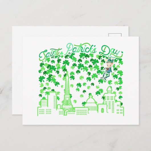 Saint Patrick's Day Parijs Frankrijk Briefkaart (Voorkant / Achterkant)