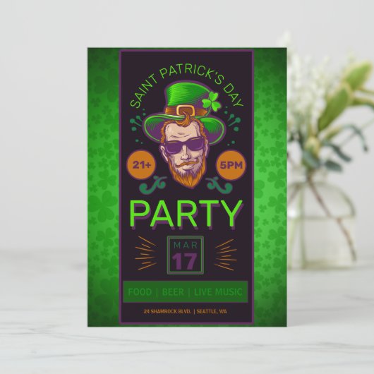 Saint Patrick's Day Party Flyer Kaart (Staand voorkant)