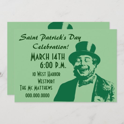 Saint Patrick's Day Party of Irishman Invitation Kaart (Voorkant / Achterkant)