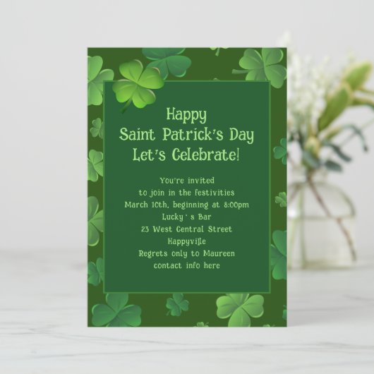 Saint Patricks Day Party Uitnodiging Sjabloon (Staand voorkant)