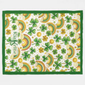 Saint Patrick's Day Pot met Goud Regenboog Shamroc Fleece Deken (Voorkant (Horizontaal))