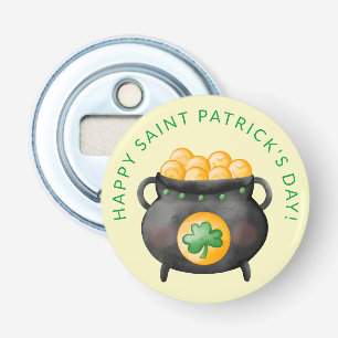Saint Patrick's Day Pot of Gold Feest Button Flesopener