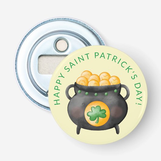 Saint Patrick's Day Pot of Gold Feest Button Flesopener (Voorkant)
