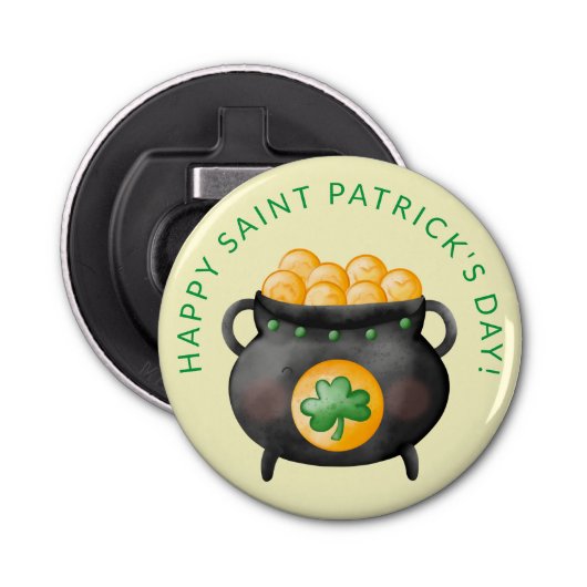 Saint Patrick's Day Pot of Gold Party Button Flesopener (Voorkant)