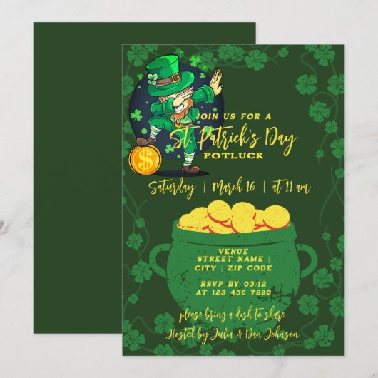 Saint Patrick's Day Potluck St Patty's Block Party Kaart (Voorkant / Achterkant)