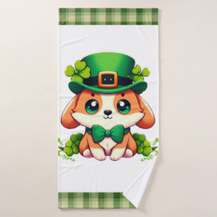 Saint Patricks' Day puppy Badhanddoek