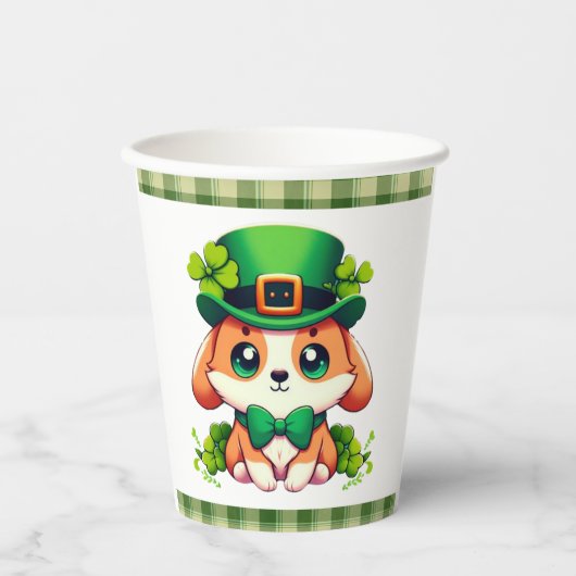 Saint Patricks' Day puppy Papieren Bekers (Voorkant)