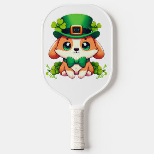 Saint Patricks' Day puppy Pickleball Paddle