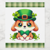 Saint Patricks' Day puppy Wijn Etiket (Enkel label)