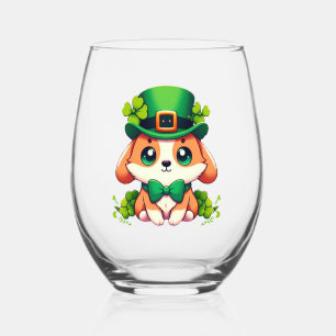 Saint Patricks' Day puppy Wijnglas Zonder Voet