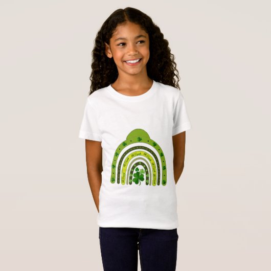 Saint Patricks Day Rainbow Shamrocks Lucky Girl T-shirt (Voorkant volledig)