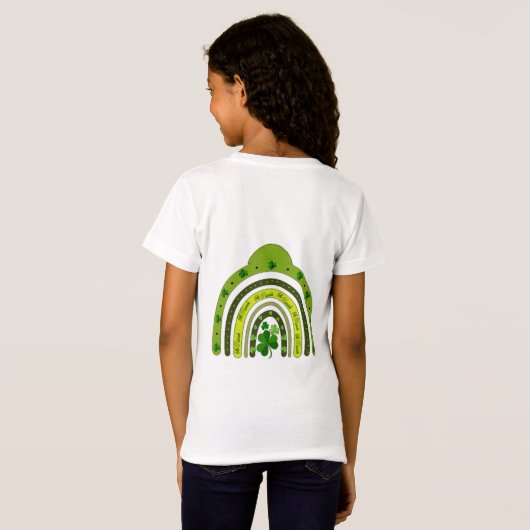 Saint Patricks Day Rainbow Shamrocks Lucky Girl T-shirt (Achterkant volledig)