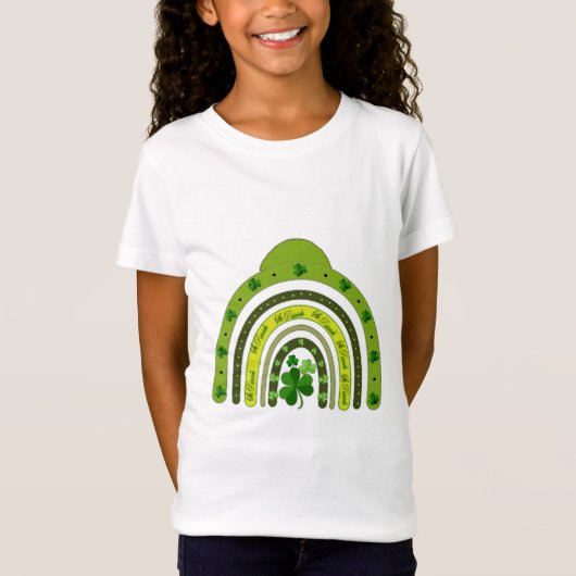 Saint Patricks Day Rainbow Shamrocks Lucky Girl T-shirt (Voorkant)