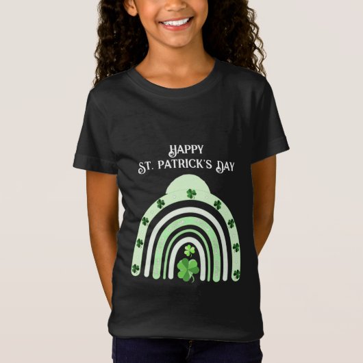 Saint Patricks Day Rainbow Shamrocks Lucky Girl T- T-shirt (Voorkant)
