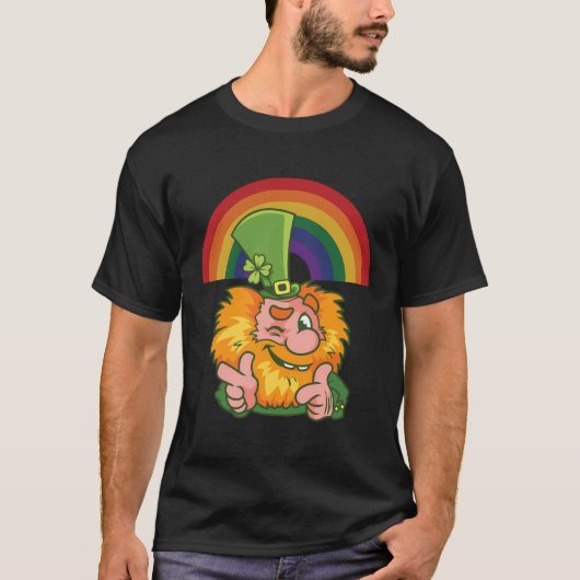 Saint Patrick's Day Regenboog Leprechaun T-shirt (Voorkant)
