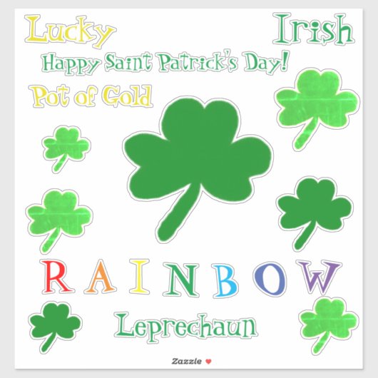 Saint Patrick's Day Regenboog Shamrocks Vinyl Sticker (Vel)