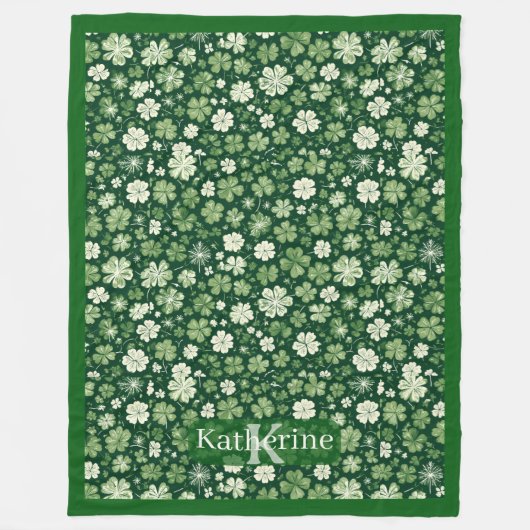 Saint Patricks Day Regenende Shamrocks 4 Leaf Clov Fleece Deken (Voorkant)
