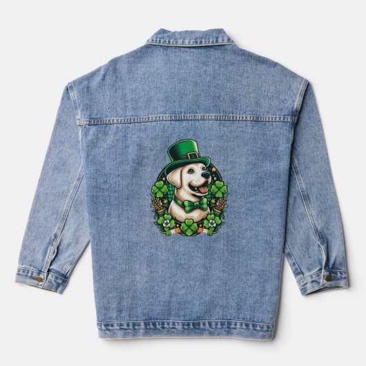 Saint Patrick's Day Schattige Dog Denim Jacket (Achterkant)