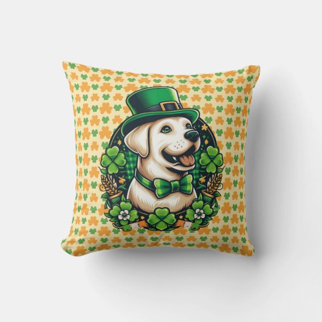 Saint Patrick's Day Schattige Dog Kussen (Voorkant)
