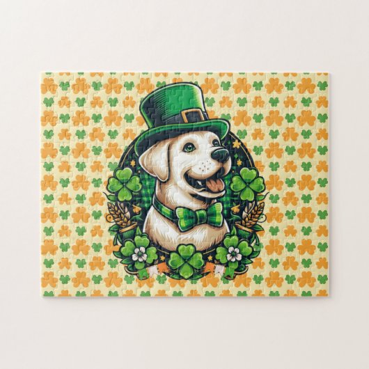Saint Patrick's Day Schattige Dog Legpuzzel (Horizontaal)