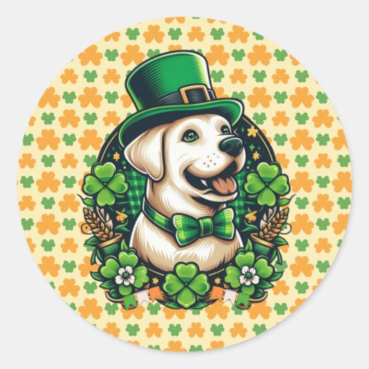 Saint Patrick's Day Schattige Dog Ronde Sticker (Voorkant)