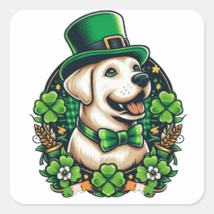Saint Patrick's Day Schattige Dog Vierkante Sticker