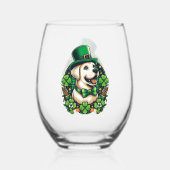 Saint Patrick's Day Schattige Dog Wijnglas Zonder Voet (Voorkant)