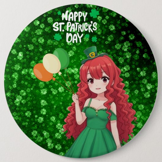 Saint Patrick's day schattige, Ierse anime klasse Ronde Button 6,0 Cm (Voorkant)