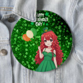 Saint Patrick's day schattige, Ierse anime klasse Ronde Button 6,0 Cm (In situ)