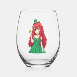 Saint Patrick's day schattige, Ierse anime klasse Wijnglas Zonder Voet