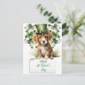 Saint Patrick's Day Schattigee Ierse puppy Feestdagenkaart (Staand voorkant)