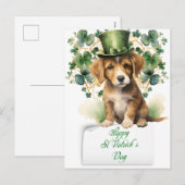 Saint Patrick's Day Schattigee Ierse puppy Feestdagenkaart (Voorkant / Achterkant)