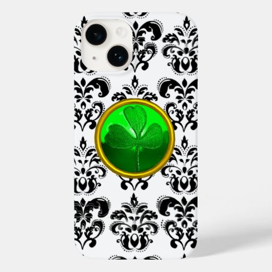 SAINT PATRICK'S DAY SHAMROCK BLACK WHITE DAMASK Case-Mate iPhone CASE (Achterkant)