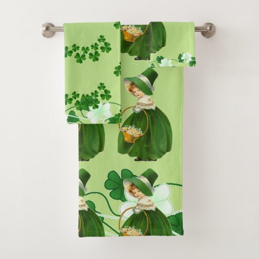 Saint Patricks Day Shamrock Cute Lucky Girl Green Bad Handdoek (Insitu)