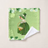 Saint Patricks Day Shamrock Cute Lucky Girl Green Bad Handdoek (Wasdoekje)