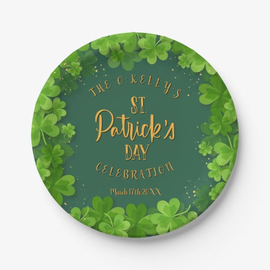Saint Patrick's Day Shamrock Feest Papieren Bordje (Voorkant)
