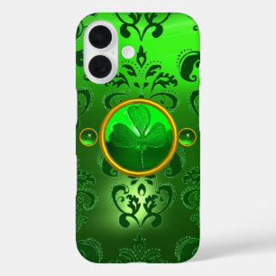 SAINT PATRICK'S DAY SHAMROCK GREEN DAMASK iPhone 16 HOESJE